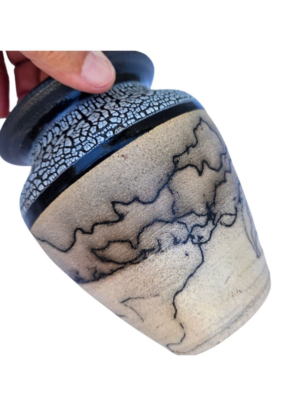 Handmade Horsehair Raku Art Pottery Vase Signed Roger Calhoun Arizona 5"